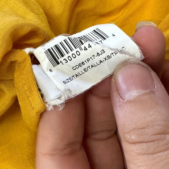 BCBGMaxAzria Dress Womens X Small Marigold Yellow Blue Floral Cold Shoulder Mini - Picture 9 of 12